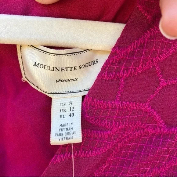 NWT Anthropologie Moulinette Soeurs Fuchsia Pink Lace Dress size 8 - Picture 12 of 15